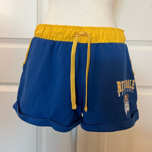 Hot Topic Riverdale Varsity Girls Cheer Soft Shorts Blue & Yellow - Picture 6 of 15